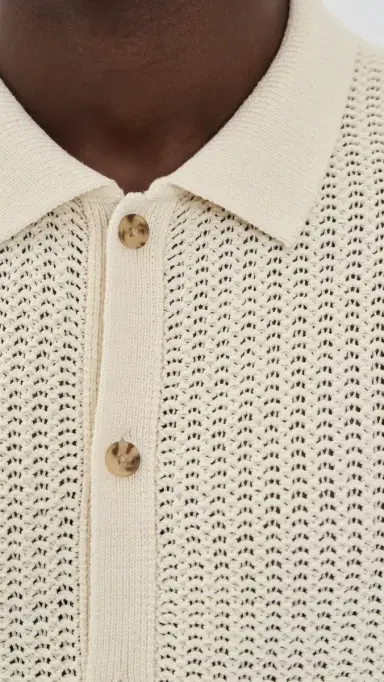 Vince Crochet Short Sleeve Button Down Shirt Bone | Thumbnail 6