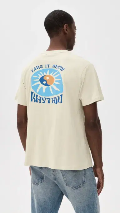 Rhythm Slow Down Slub Short Sleeve T-Shirt Moonrock | Thumbnail 3