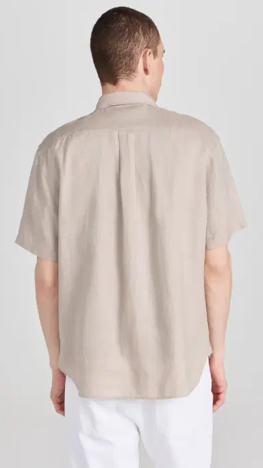 Vince Linen Short Sleeve Shirt Pumice Rock | Thumbnail 3