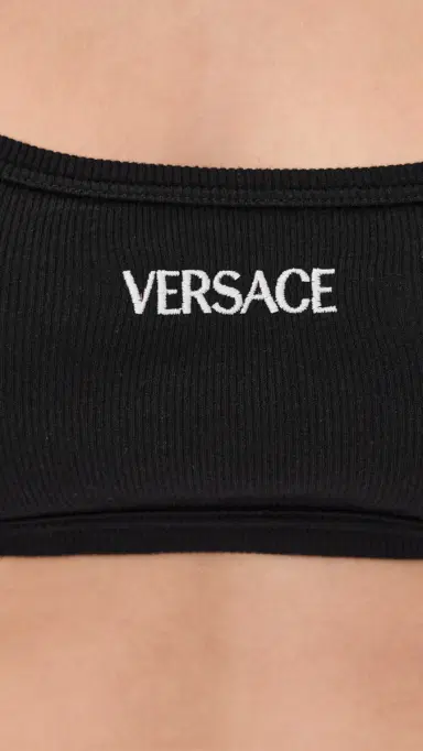 Versace Bio Cotton Rib Bra Black | Thumbnail 6