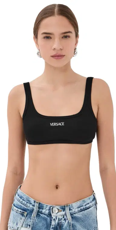 Versace Bio Cotton Rib Bra Black | Thumbnail 1
