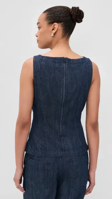 Madewell Denim Ruched Boat Neck Shell Top | Thumbnail 3