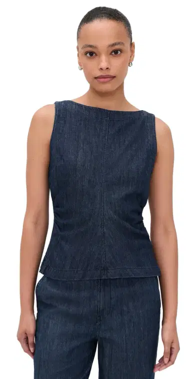 Madewell Denim Ruched Boat Neck Shell Top | Thumbnail 1