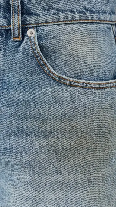 AREA Crystal Fray Jean Shorts Medium Blue | Thumbnail 6