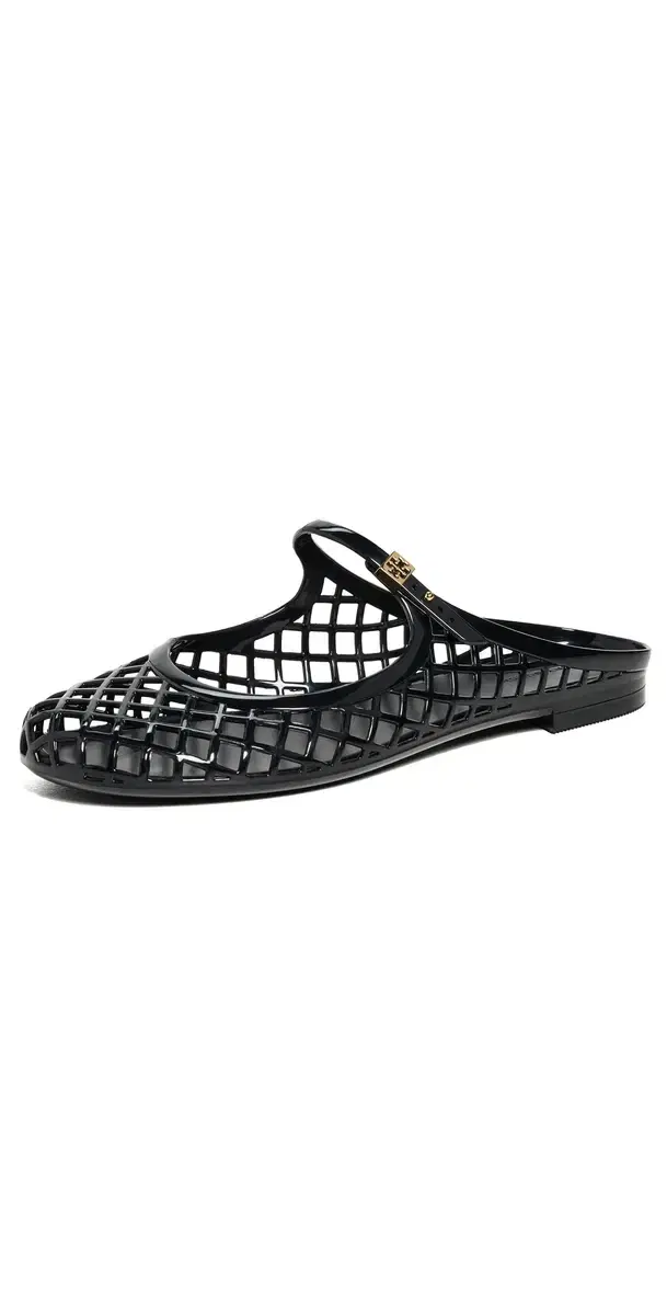 Tory Burch Mellow Mary Jane Jelly Flats Perfect Black / Gold