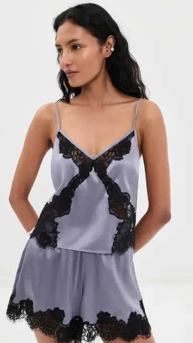 Fleur du Mal Juliet Lace ilk Cami Lavender moke | Thumbnail 2 Fleur du Mal Juliet Lace ilk Cami Lavender moke | Thumbnail 2