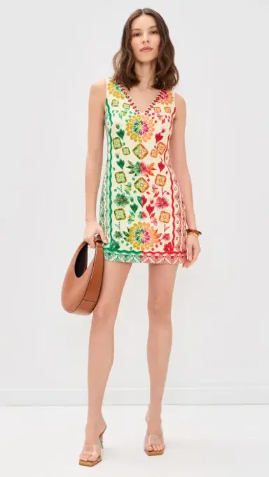 Saloni Alba C Dress Sunrise Border Plmt | Thumbnail 5
