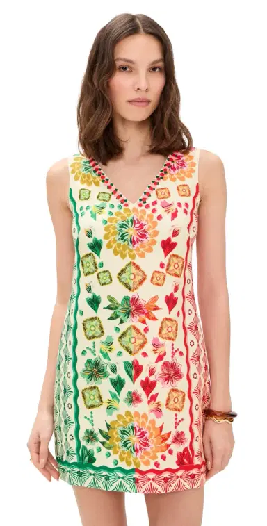 Saloni Alba C Dress Sunrise Border Plmt | Thumbnail 1