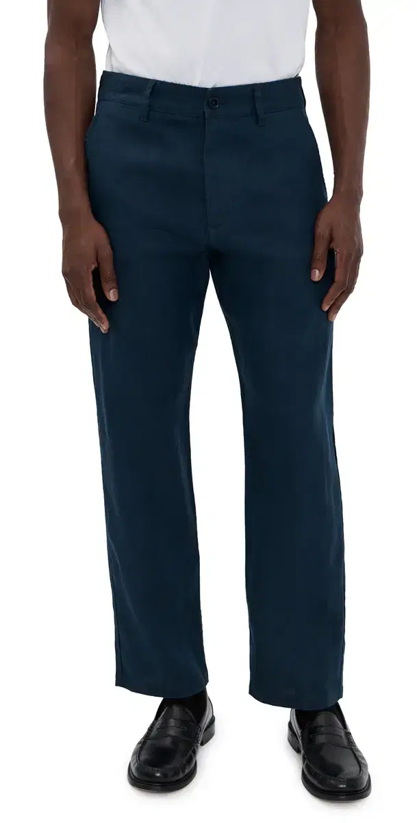 Aden Linen Trousers Navy Blue