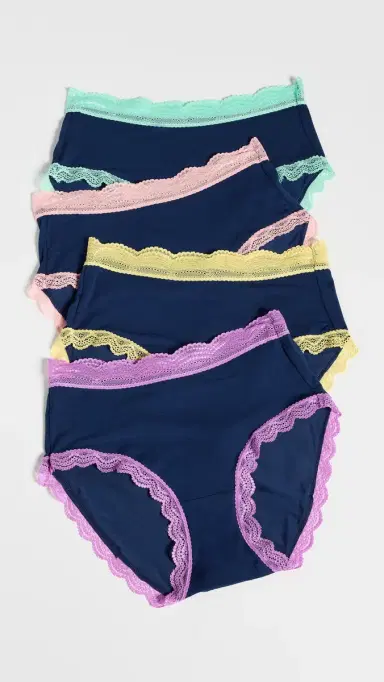 Stripe & Stare Original Knicker Panties 4 Pack Navy Neon Pastels S | Thumbnail 2