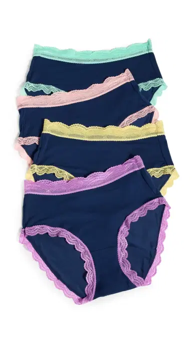 Stripe & Stare Original Knicker Panties 4 Pack Navy Neon Pastels S | Thumbnail 6