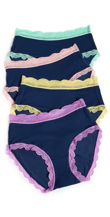 Stripe & Stare Original Knicker Panties 4 Pack Navy Neon Pastels S | Thumbnail 1
