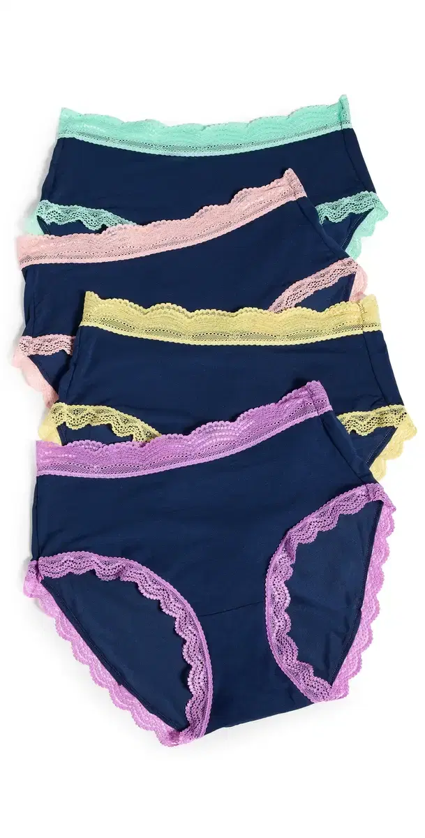 Stripe & Stare Original Knicker Panties 4 Pack Navy Neon Pastels