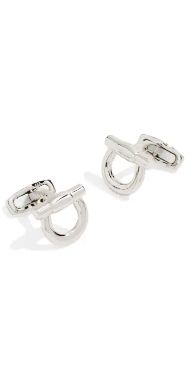Ferragamo Silver Nickel Flip Gancio Cufflinks | Thumbnail 1 Ferragamo Silver Nickel Flip Gancio Cufflinks | Thumbnail 1