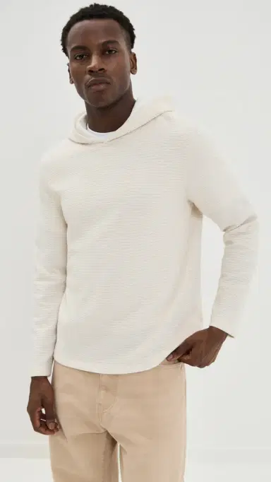 Vince Varigated Striped Double Face Hoodie Baja and/Natural | Thumbnail 2