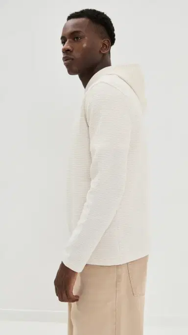 Vince Varigated Striped Double Face Hoodie Baja and/Natural | Thumbnail 4
