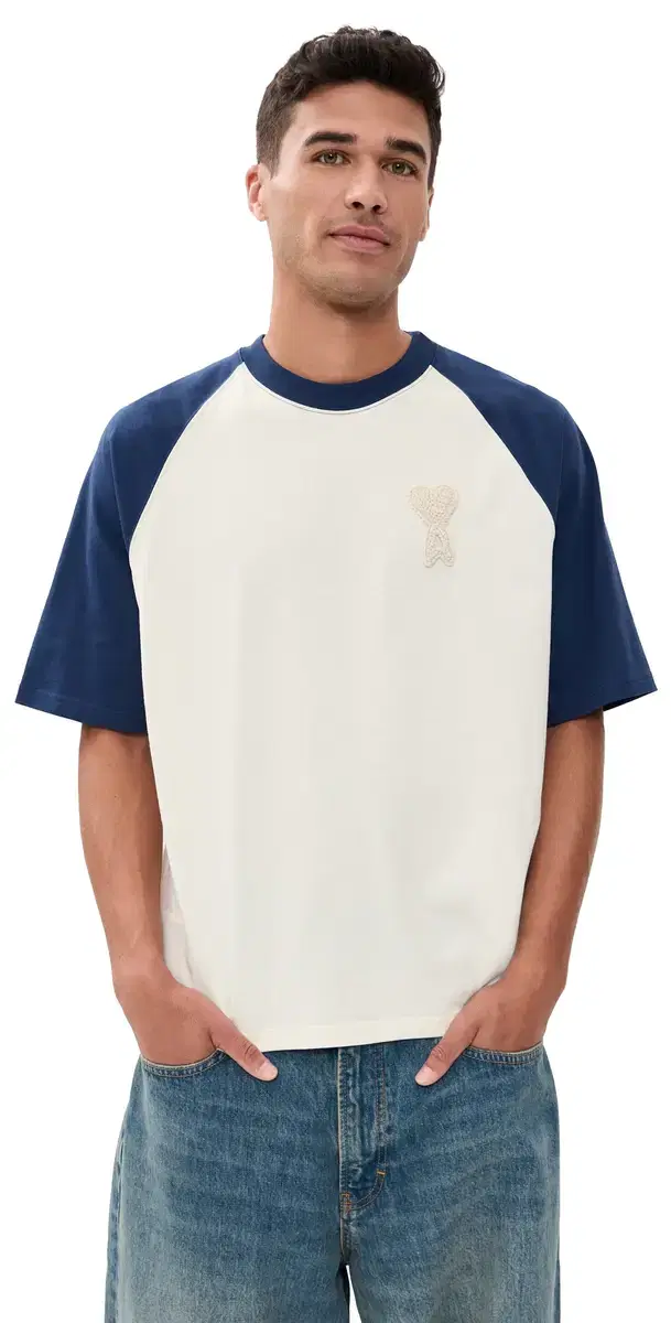 Boxy Fit Raglan Tee Blanc Creme/Encre