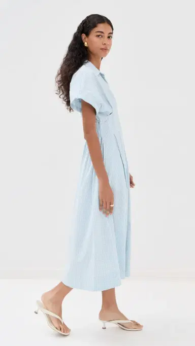 LE BOP Roberta Button Down Dress Sky Gingham S | Thumbnail 4