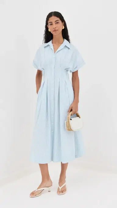 LE BOP Roberta Button Down Dress Sky Gingham S | Thumbnail 5