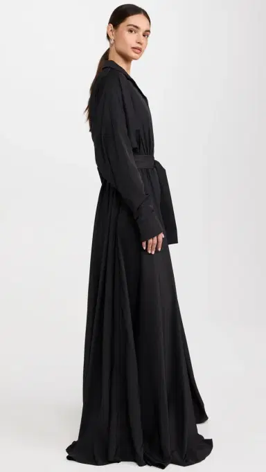 Norma Kamali uper Oversized Flared Boyfriend Neck Shirt Dress Black | Thumbnail 4