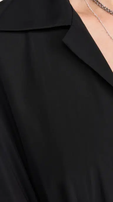 Norma Kamali uper Oversized Flared Boyfriend Neck Shirt Dress Black | Thumbnail 6
