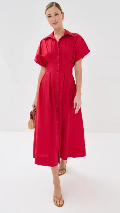 LE BOP Roberta Button Down Dress Ruby | Thumbnail 2