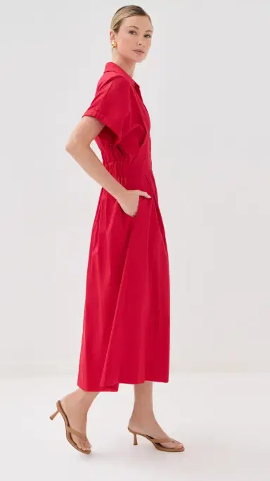 LE BOP Roberta Button Down Dress Ruby | Thumbnail 4