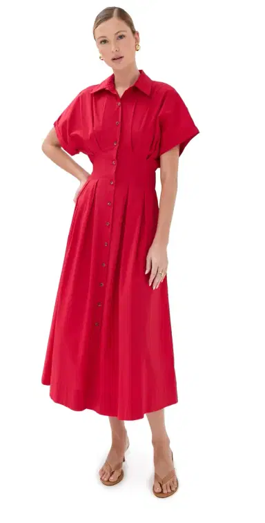LE BOP Roberta Button Down Dress Ruby | Thumbnail 1