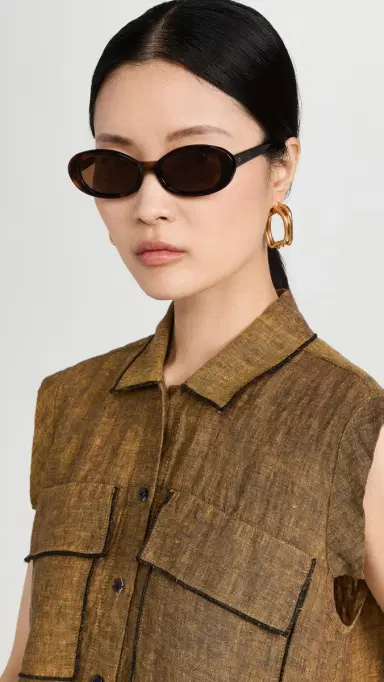 Elisa Johnson Lyric Leigh Sunglasses Brown Tortoise One Size | Thumbnail 3