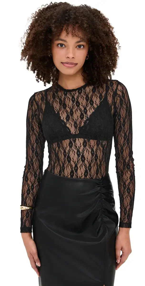 LE BOP Hannah Thong Bodysuit Black