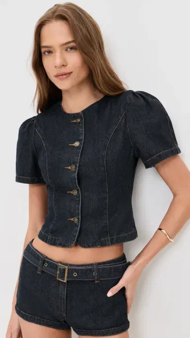 LIONESS Femme Blouse Dark Denim M | Thumbnail 2