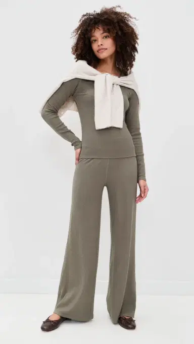 Z Supply Renae Rib Pants Khaki Green | Thumbnail 5