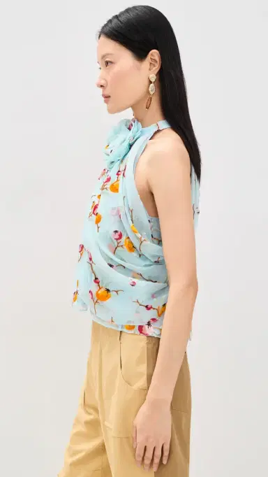 Sea Freya Print Velvet Tank Top Blue | Thumbnail 4