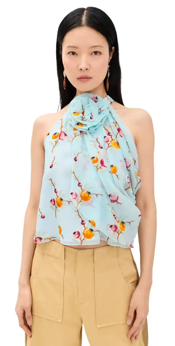 Freya Print Velvet Tank Top Blue