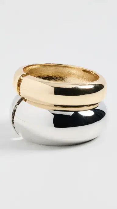 SHASHI Wayne Bangle Cuff Set Gold/Silver One Size | Thumbnail 2