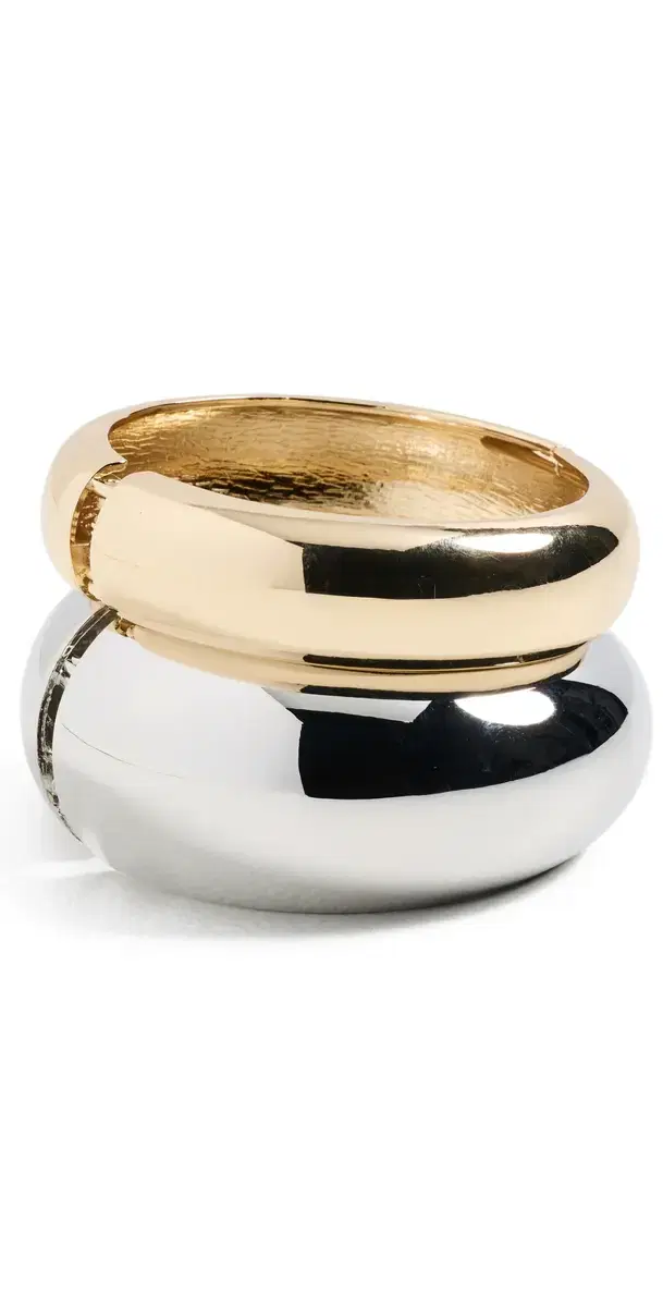 Wayne Bangle Cuff Set Gold/Silver One Size