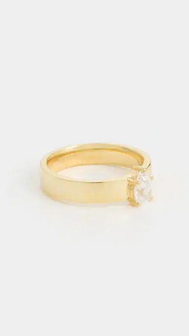Alexa Leigh Pear Pinky Ring Yellow Gold | Thumbnail 2