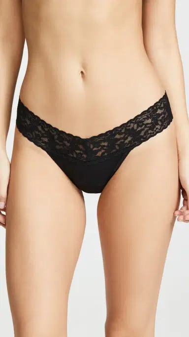 Hanky Panky Low Rise Cotton Thong 3 Pack Black/White/Chai One Size | Thumbnail 3