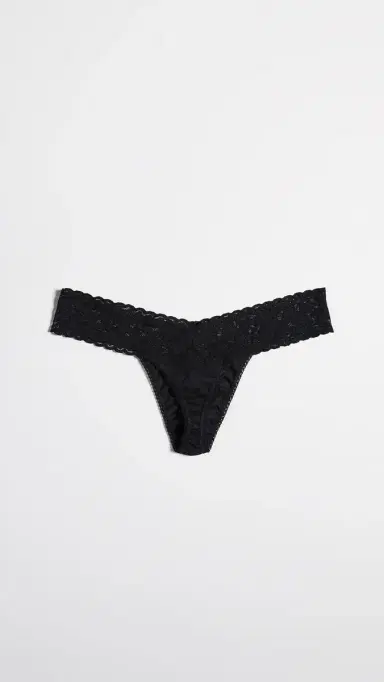 Hanky Panky Low Rise Cotton Thong 3 Pack Black/White/Chai One Size | Thumbnail 4
