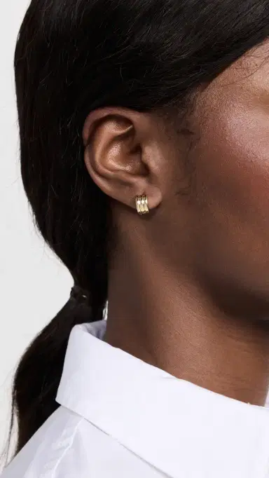 Gorjana Reed Huggie Hoop Earrings Gold One Size | Thumbnail 3