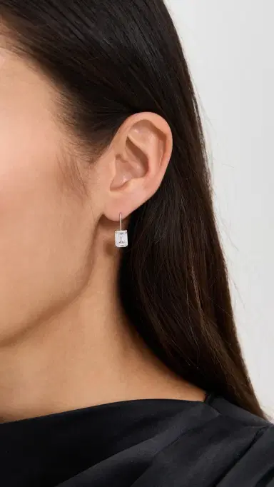 Shashi Emerald Baguette French Hook Earrings | Thumbnail 3