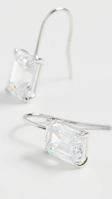 Shashi Emerald Baguette French Hook Earrings | Thumbnail 4