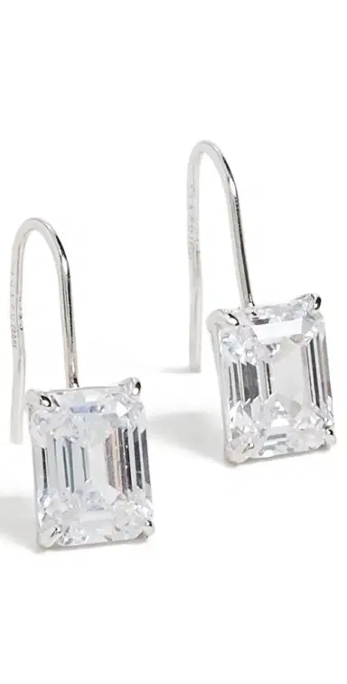 Shashi Emerald Baguette French Hook Earrings | Thumbnail 1