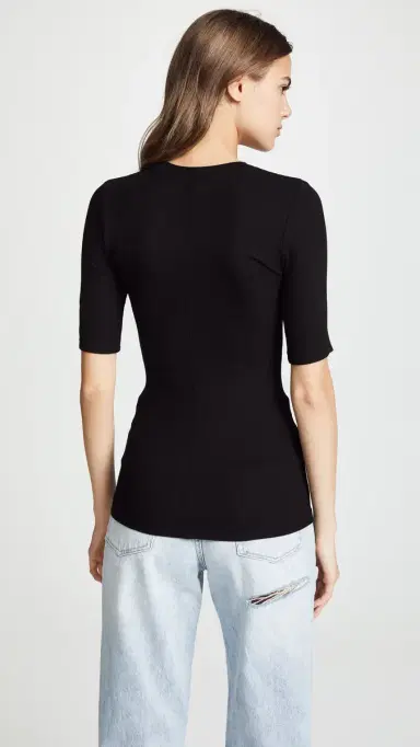 ENZA COSTA Rib Fitted Half Sleeve Crew Tee | Thumbnail 3 ENZA COSTA Rib Fitted Half Sleeve Crew Tee | Thumbnail 3