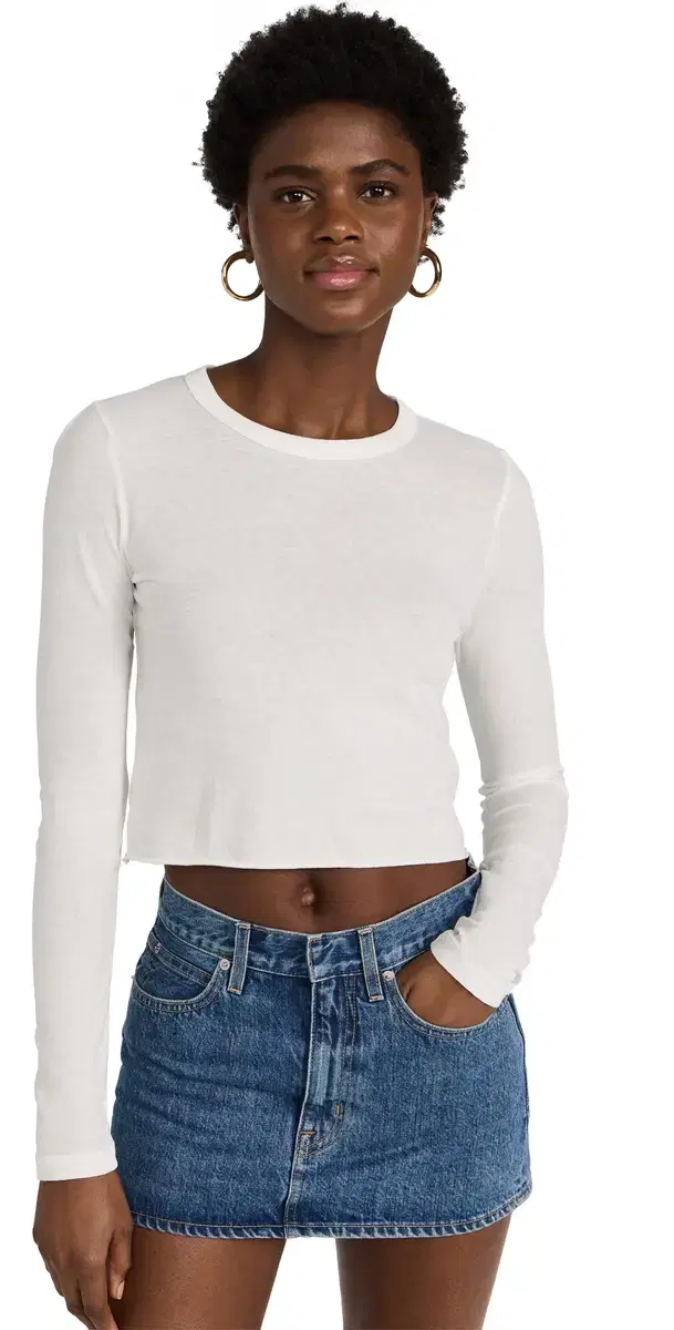 SLVRLAKE Long leeve Crop Baby Tee Natural White