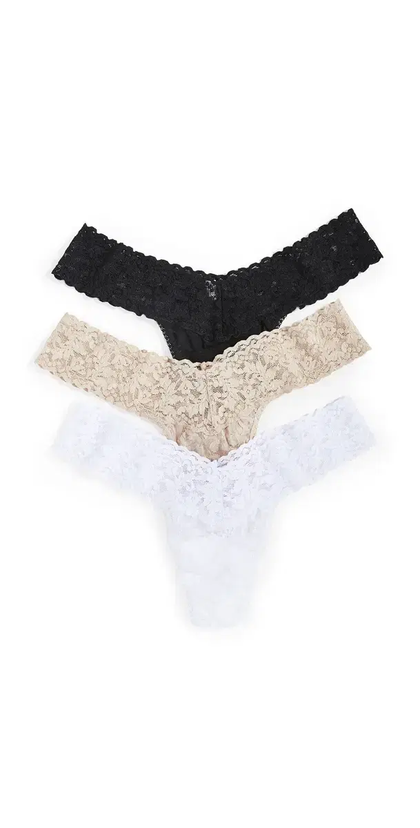Signature Lace Low Rise Thong 3 Pack Multi One Size