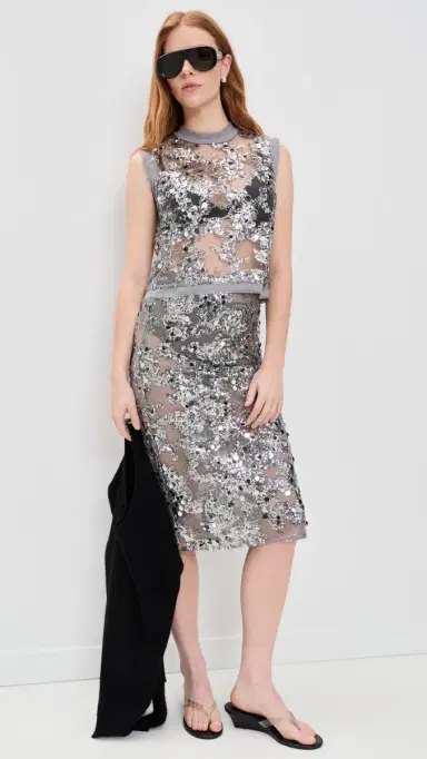 BAUM UND PFERDGARTEN Shania Sequin Skirt Grey Sequins | Thumbnail 2