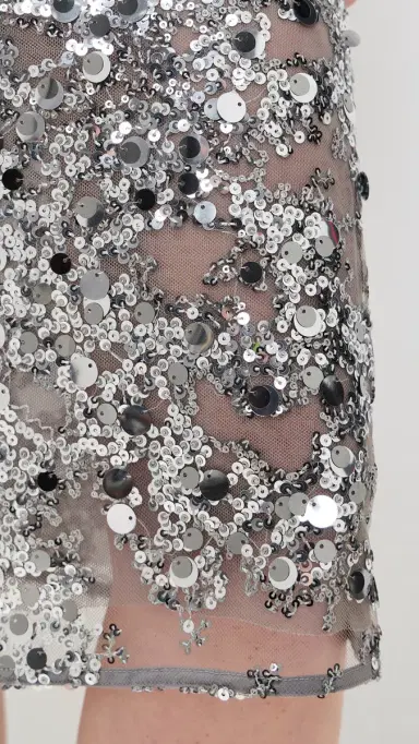 BAUM UND PFERDGARTEN Shania Sequin Skirt Grey Sequins | Thumbnail 6