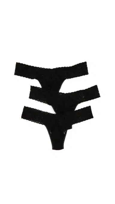 Hanky Panky Signature Lace Low Rise Thong 3 Pack Black One Size | Thumbnail 5