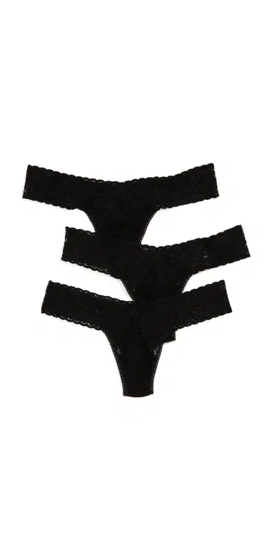 Hanky Panky Signature Lace Low Rise Thong 3 Pack Black One Size | Thumbnail 1